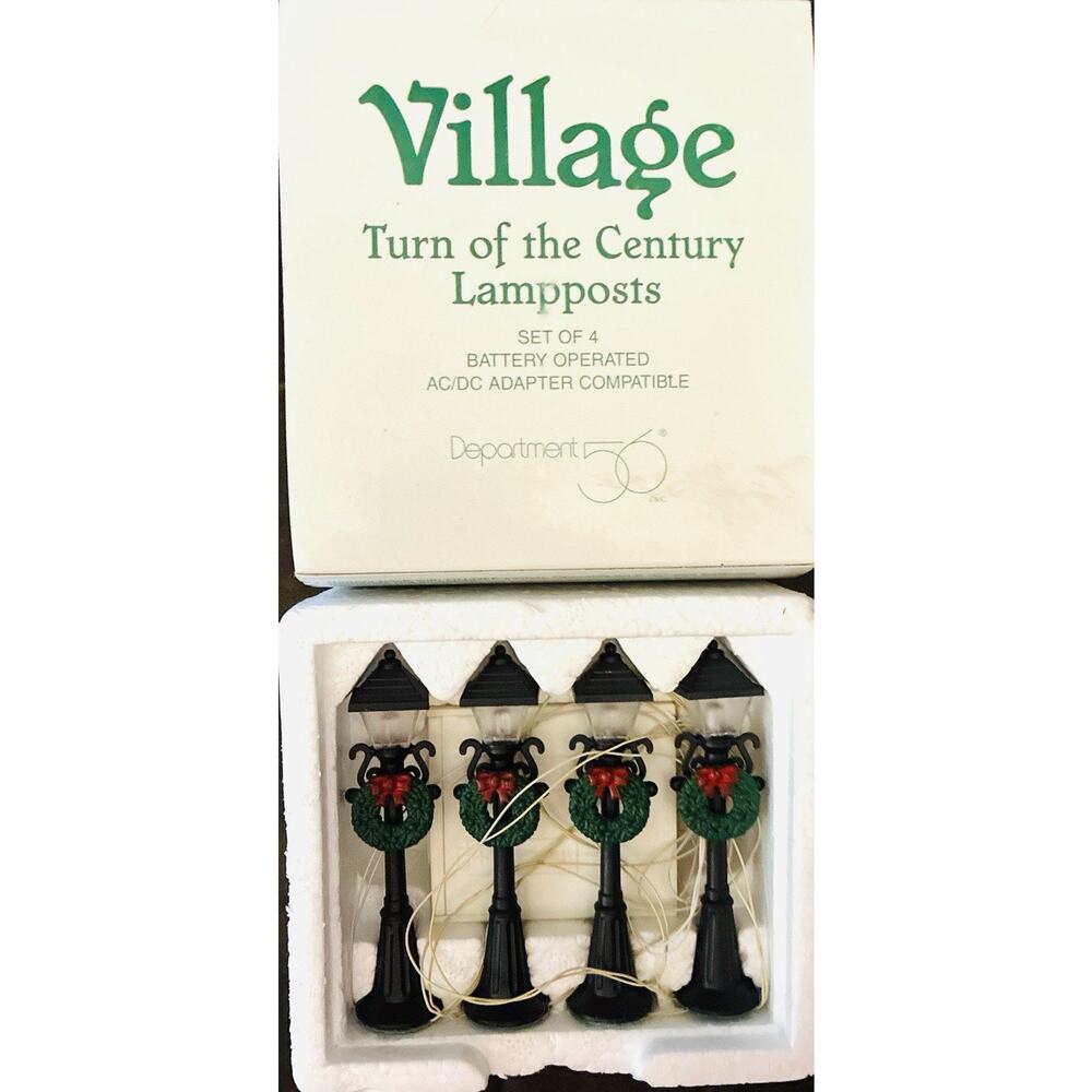Department 56 Village Turn of the Century Lampposts Set of 4 Battery Operated